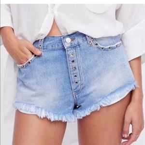 Free People Barcelona Nights Denim Cut Off Shorts
